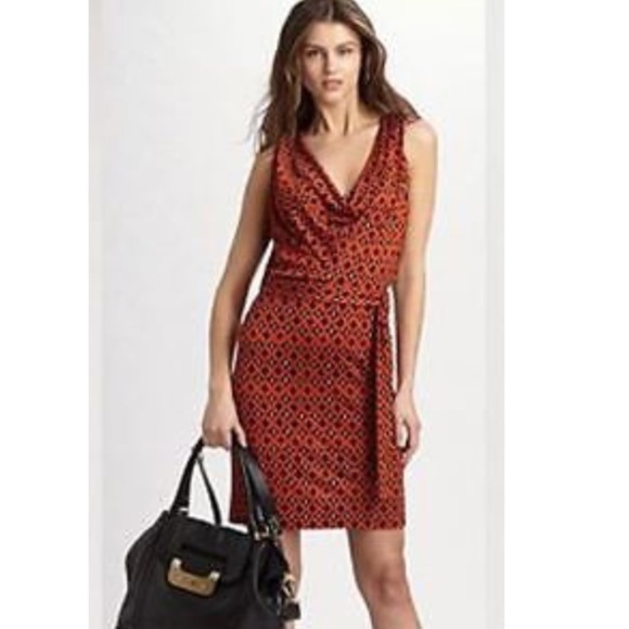 DVF Keesa Cowl Neck Wrap Belted Silk Dress - Picture 8 of 10